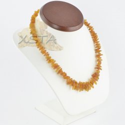 Raw amber necklace chips cognac
